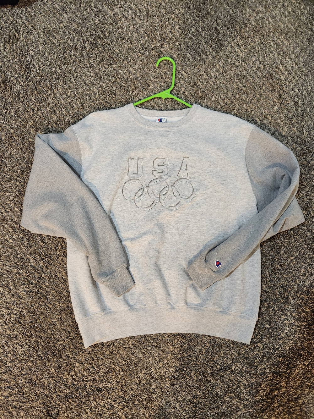 Vintage Champion Light Gray USA Olympic Embroidered Crewneck Sweatshirt XL